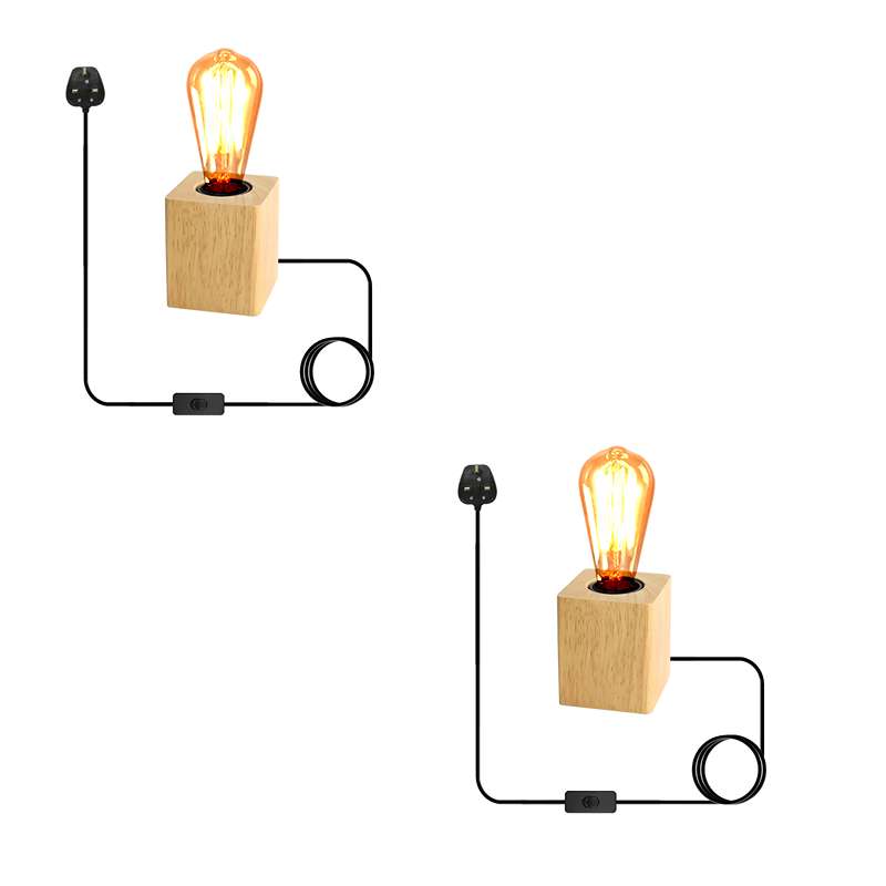 Wooden Base Lamp Plug in Table Lamp ~4557-8