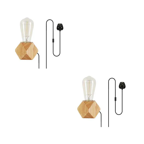 Wooden Base Lamp Plug in Table Lamp ~4557-14