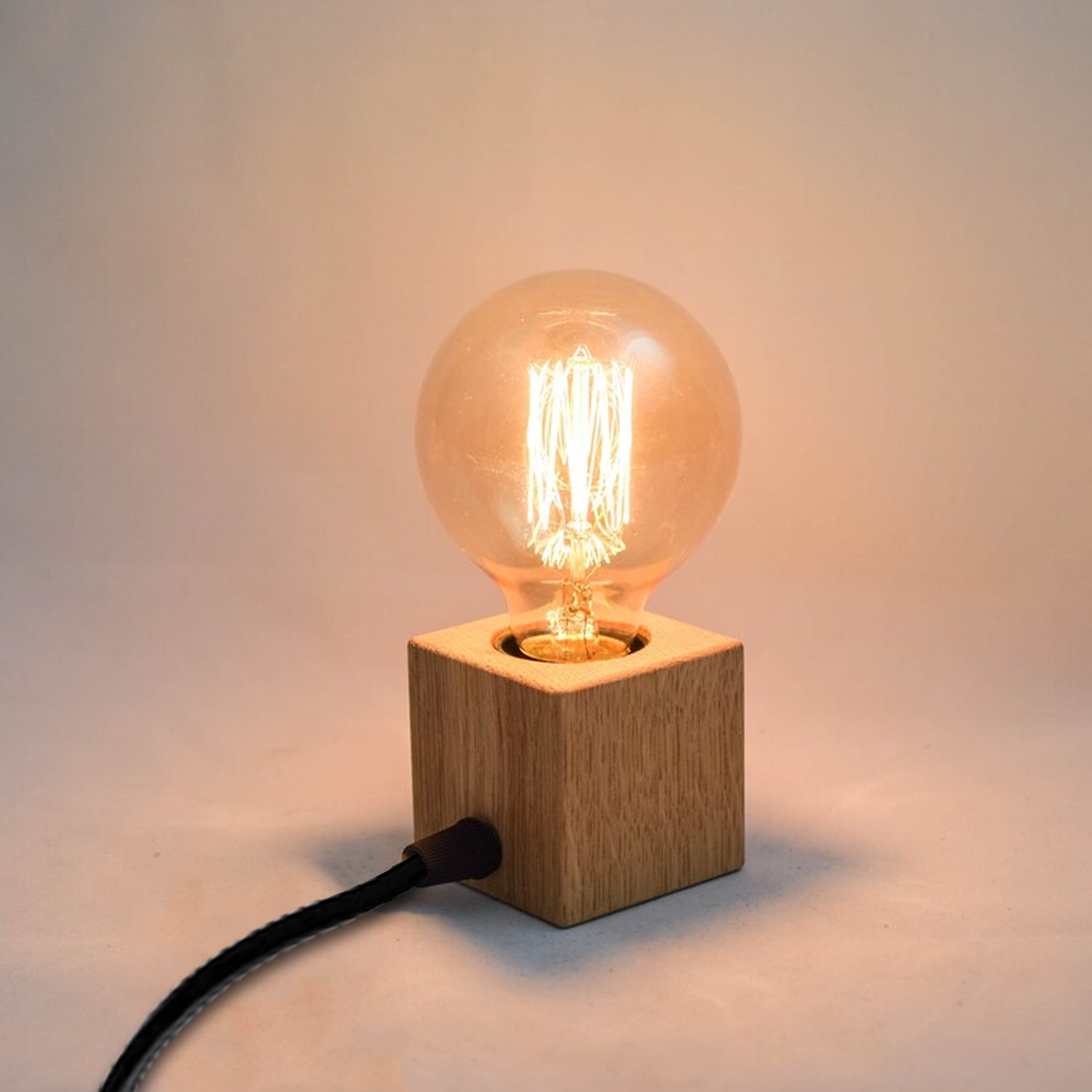 Wooden Base Lamp Plug in Table Lamp ~4557-1