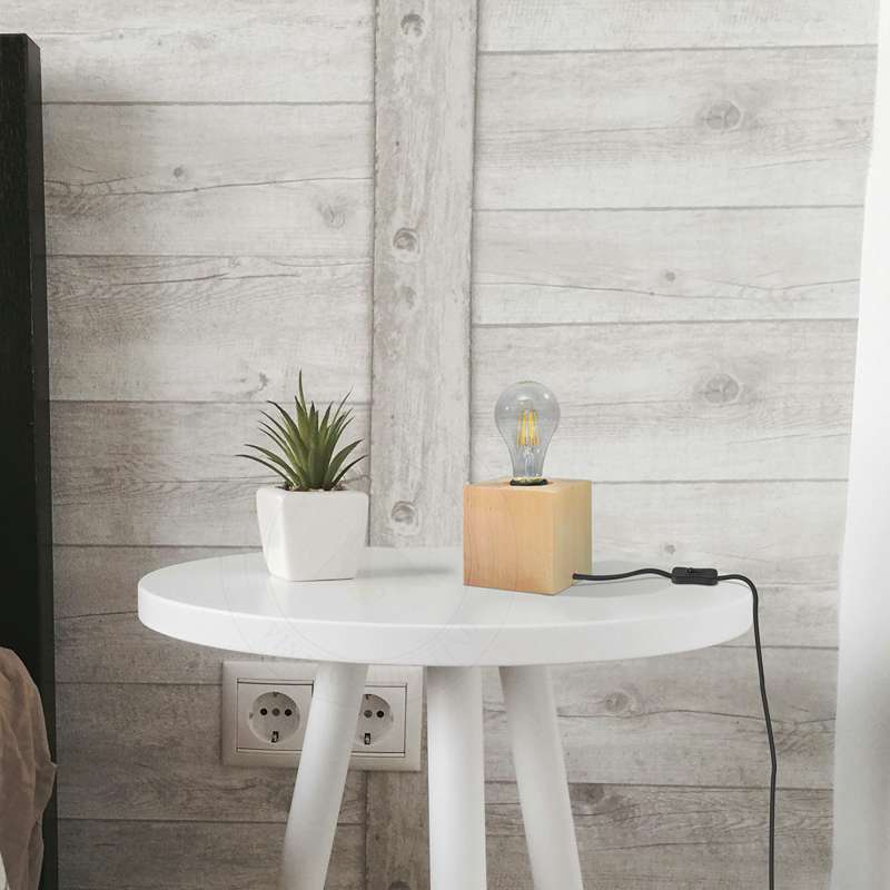 Wooden Base Lamp Plug in Table Lamp ~4557-0
