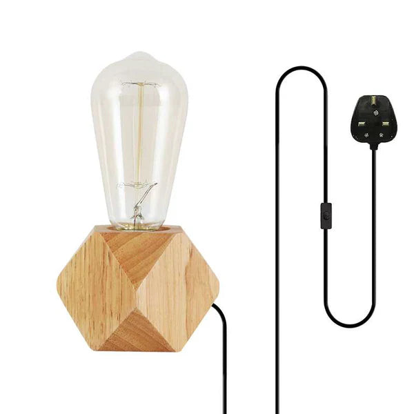Wooden Base Lamp Plug in Table Lamp ~4557-12