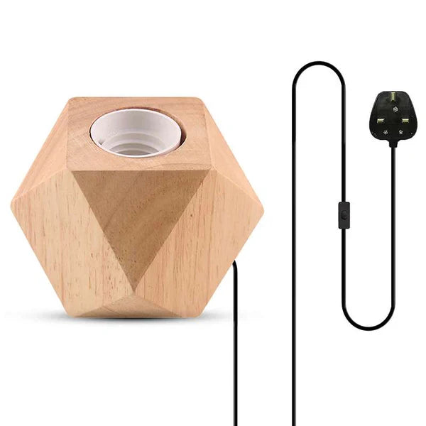 Wooden Base Lamp Plug in Table Lamp ~4557-11