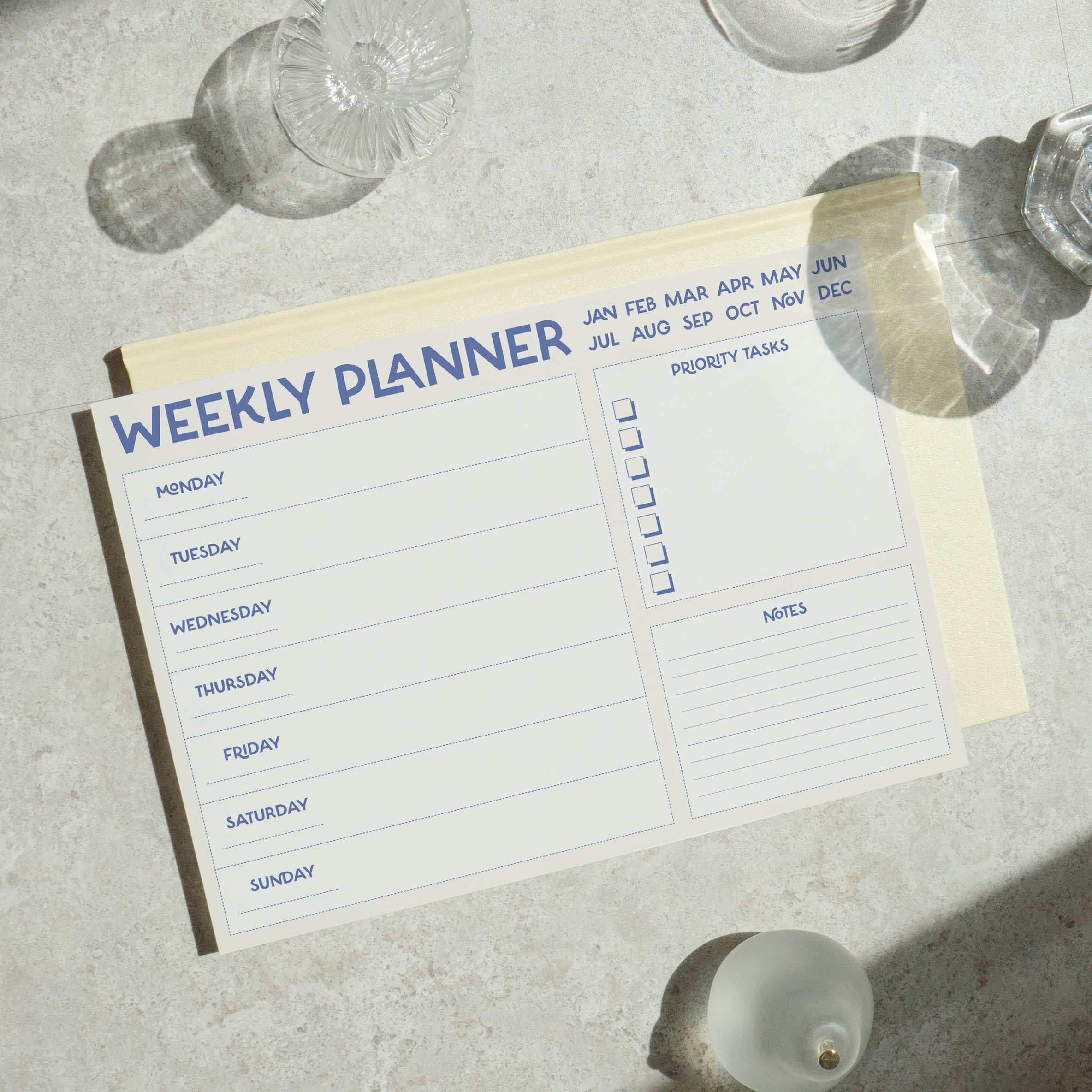 A4 Weekly Planner Pad | Modern Desk Organiser | Stylish Minimal Daily To Do List Desk Pad-2