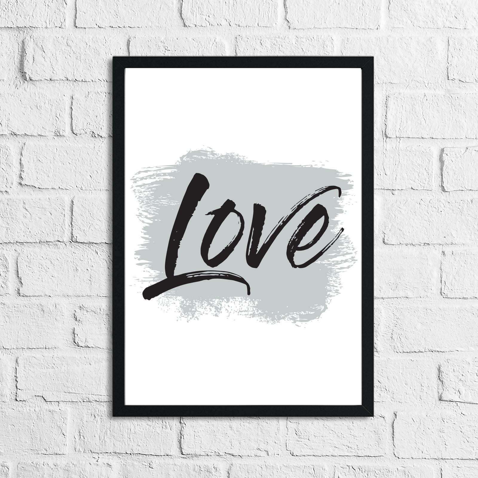 Love Grey Brush Wall Decor Bedroom Print-0