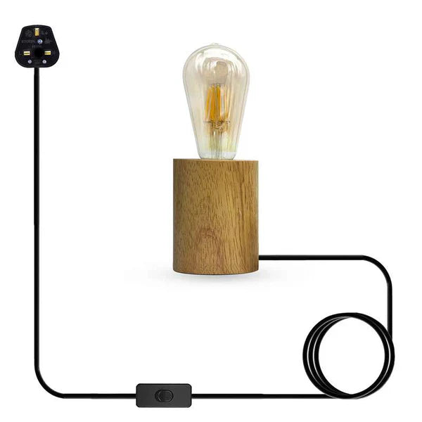 Wooden Base Lamp Plug in Table Lamp ~4557-6